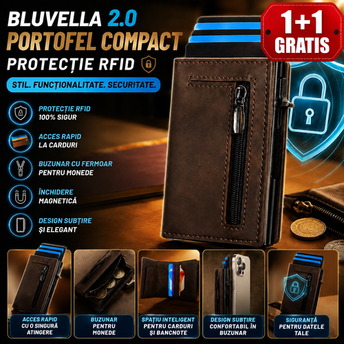(1+1 GRATIS) Portofel Compact cu Protecție RFID SafeWallet™